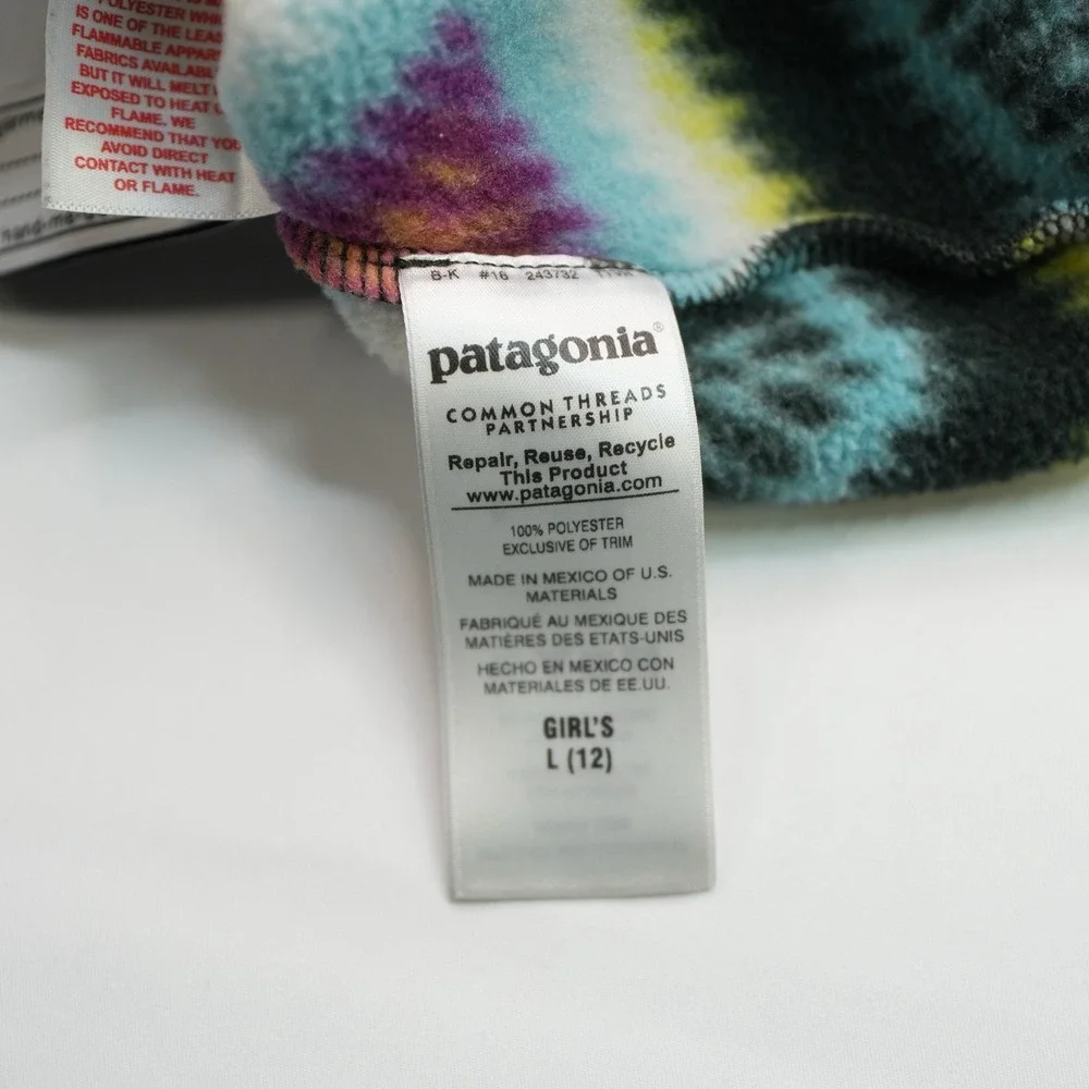 PATAGONIA Synchilla Snap-T Timber Twist Pullover‎ Girl's Size Large 12 Vtg